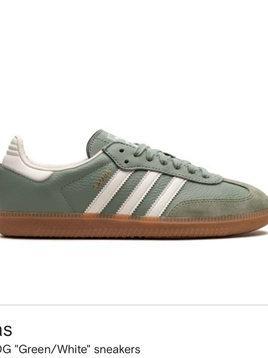 adidas Shoes - adidas Green Leather Sneakers with White Stripes